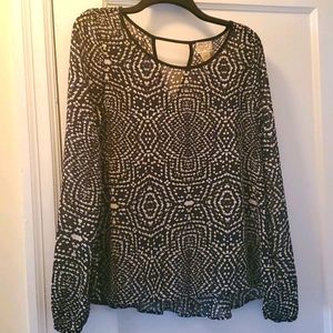 eyelash couture graphic sheer flowy top